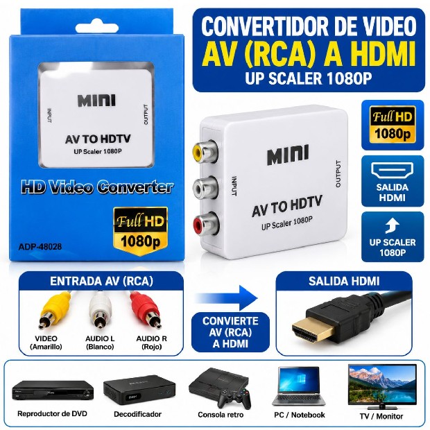 &ua CONVERTIDOR VIDEO AV A HDMI